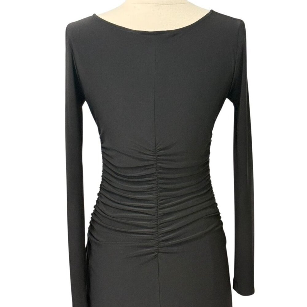 Norma Kamali Kamalikulture Dress Long Sleeve Ruched Black Stretch Bodycon Size S - Picture 6 of 10